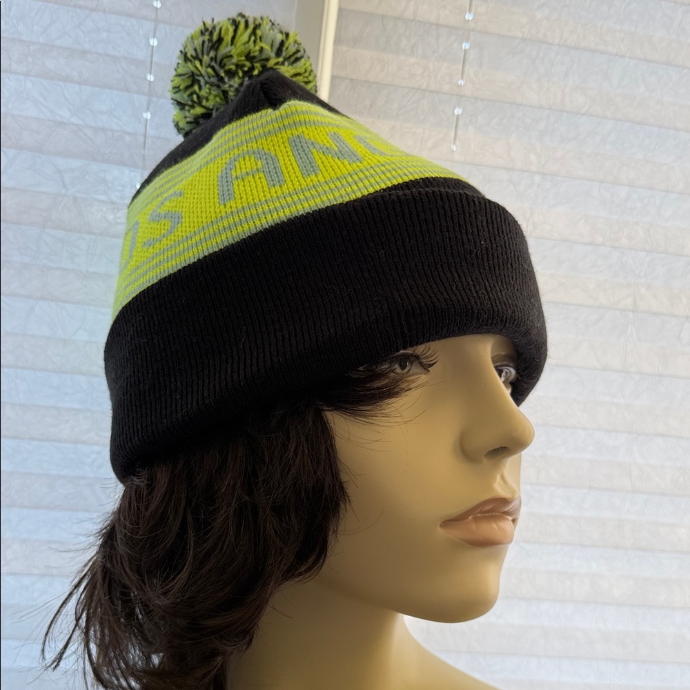 American Apparel Black and Neon Yellow Los Angeles Beanie
